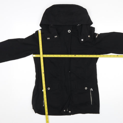 Esprit Women Black Mid-Length Hooded Parka Jacket Size 10