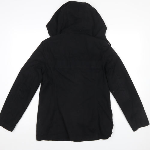 Esprit Women Black Mid-Length Hooded Parka Jacket Size 10
