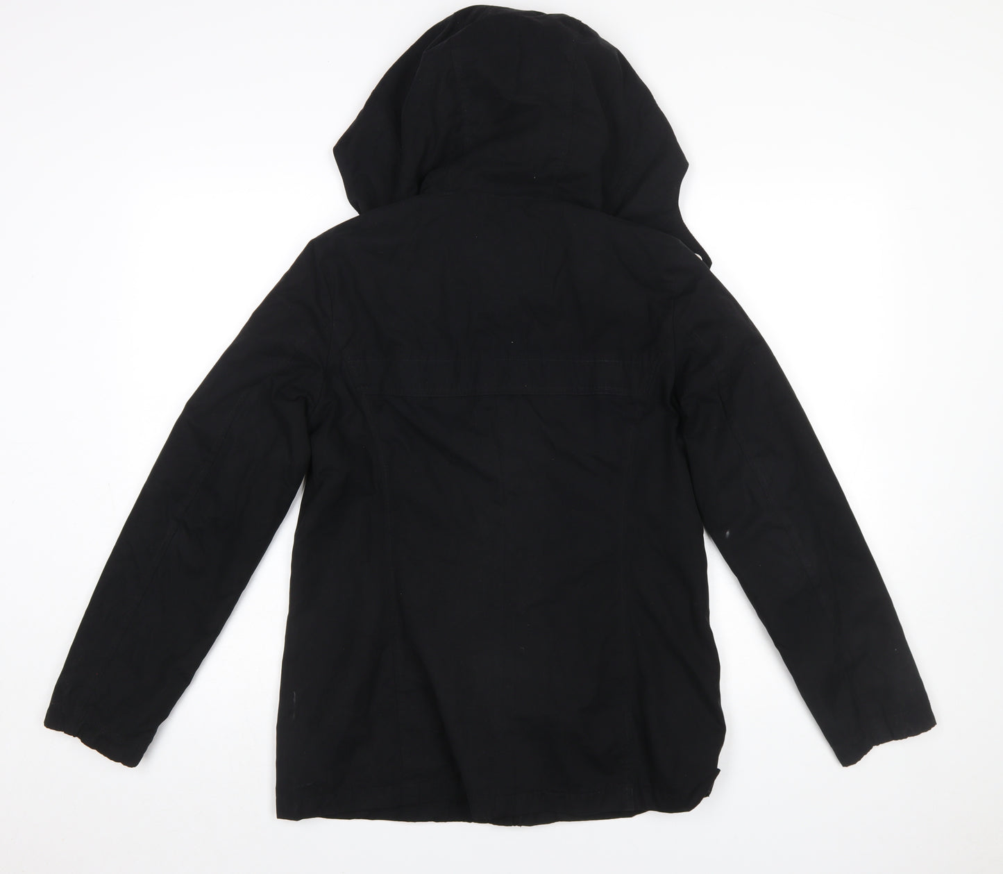 Esprit Women Black Mid-Length Hooded Parka Jacket Size 10