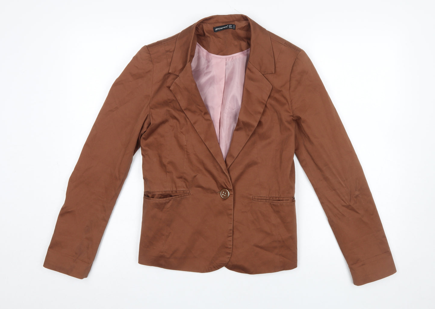 Atmosphere Women Brown Blazer Size 10 Slim Fit Single-Breasted Jacket