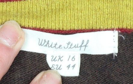 White Stuff Women’s Multicoloured Geometric Knit Jumper Size 16