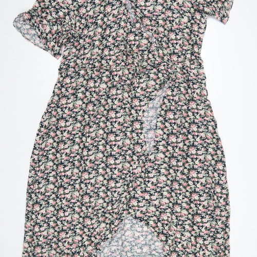 Oasis Women's Multicoloured Floral Midi Wrap Dress Size 26