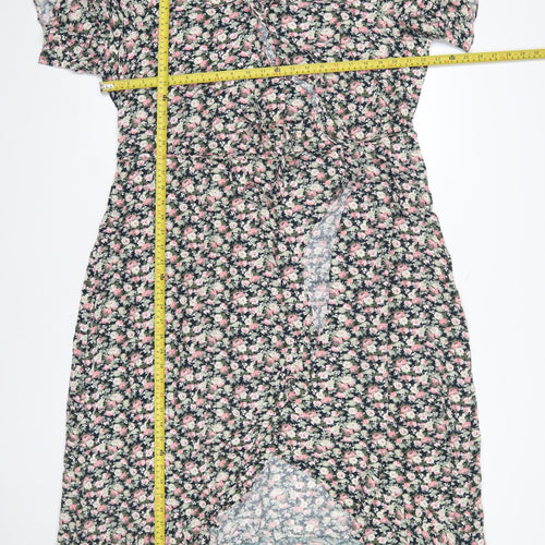 Oasis Women's Multicoloured Floral Midi Wrap Dress Size 26