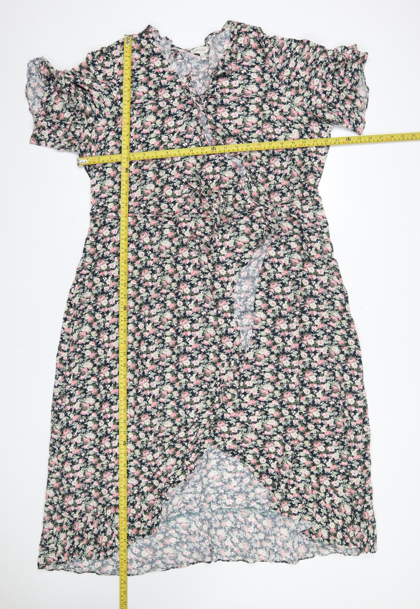 Oasis Women's Multicoloured Floral Midi Wrap Dress Size 26