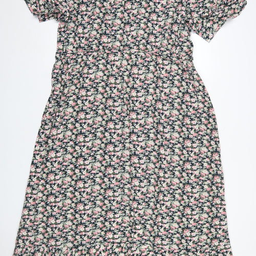 Oasis Women's Multicoloured Floral Midi Wrap Dress Size 26