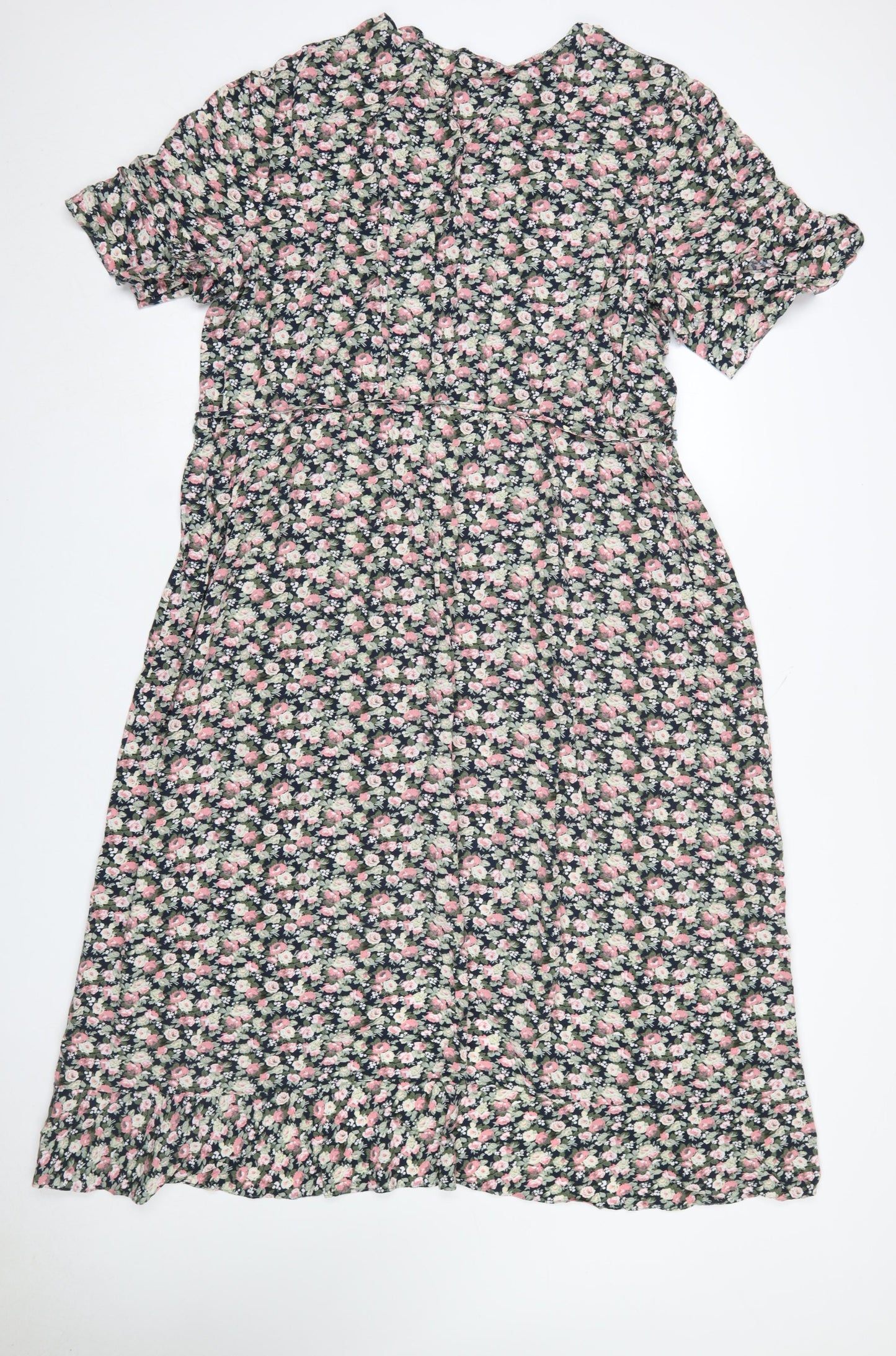 Oasis Women's Multicoloured Floral Midi Wrap Dress Size 26