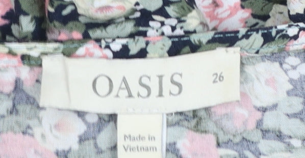 Oasis Women's Multicoloured Floral Midi Wrap Dress Size 26