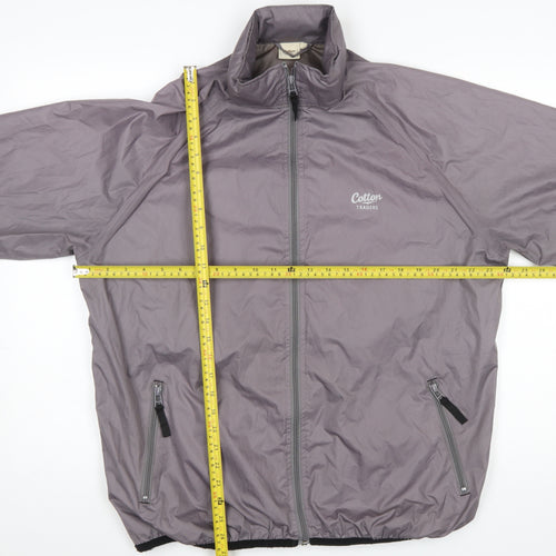 Cotton Traders Men’s Grey L Lightweight Windbreaker Jacket Lined Zip