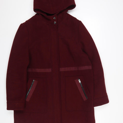 Dorothy Perkins Women’s Red Wool Blend Hooded Mid-Length Coat UK 16