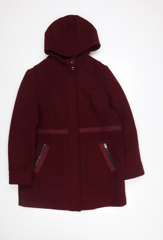Dorothy Perkins Women’s Red Wool Blend Hooded Mid-Length Coat UK 16