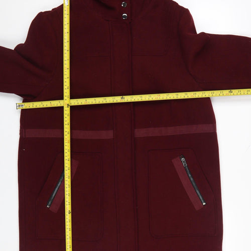 Dorothy Perkins Women’s Red Wool Blend Hooded Mid-Length Coat UK 16