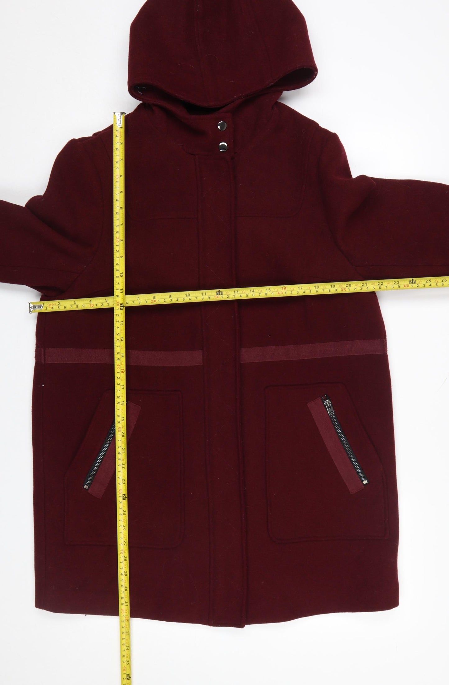 Dorothy Perkins Women’s Red Wool Blend Hooded Mid-Length Coat UK 16