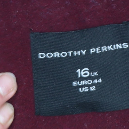 Dorothy Perkins Women’s Red Wool Blend Hooded Mid-Length Coat UK 16