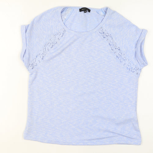 New Look Women Blue Lace Detail Short Sleeve Pullover Jumper Size 10