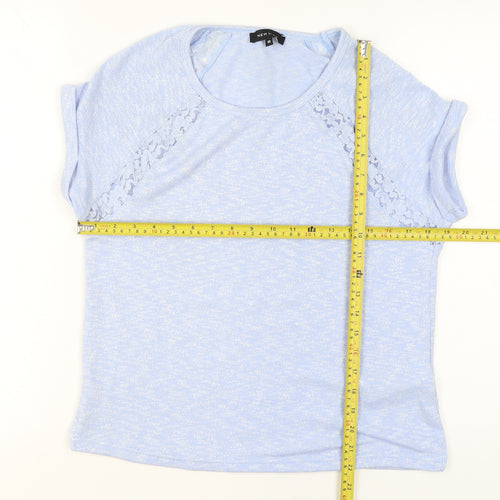 New Look Women Blue Lace Detail Short Sleeve Pullover Jumper Size 10