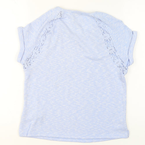 New Look Women Blue Lace Detail Short Sleeve Pullover Jumper Size 10