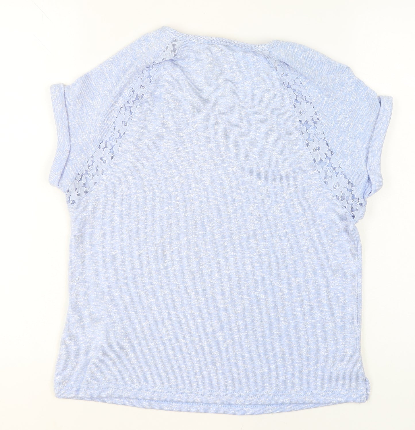 New Look Women Blue Lace Detail Short Sleeve Pullover Jumper Size 10