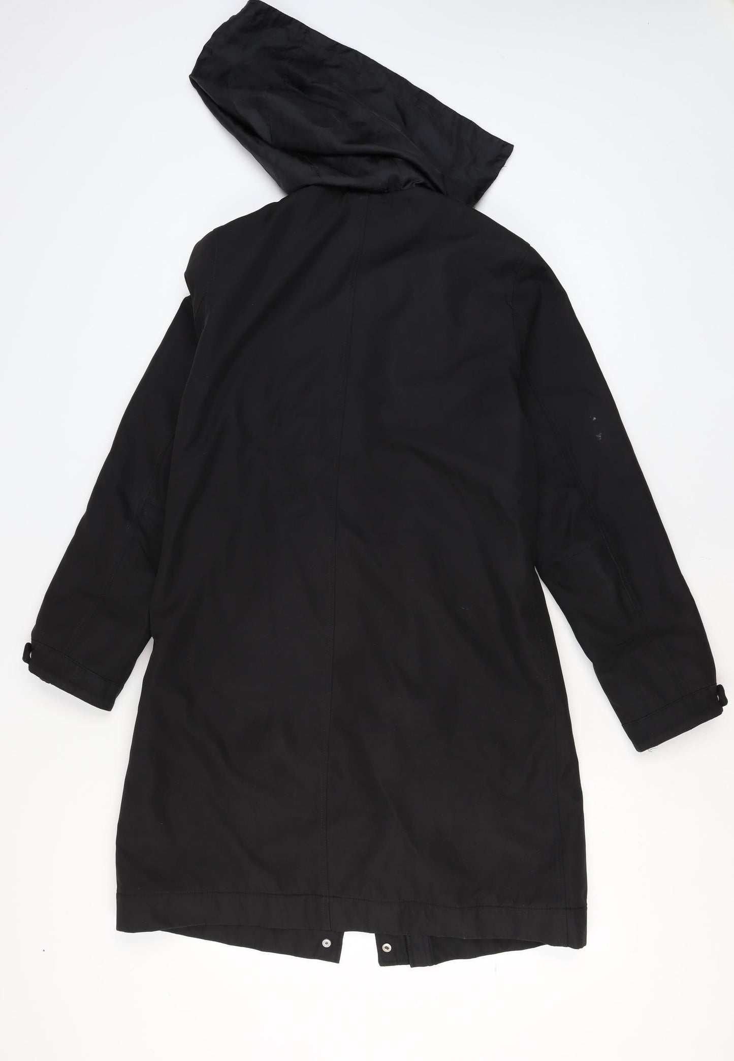 ReSET Women’s Black Hooded Waterproof Long Rain Coat Size 12