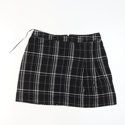Oasis Women Black Check Pencil Skirt Size 16 Short Lined