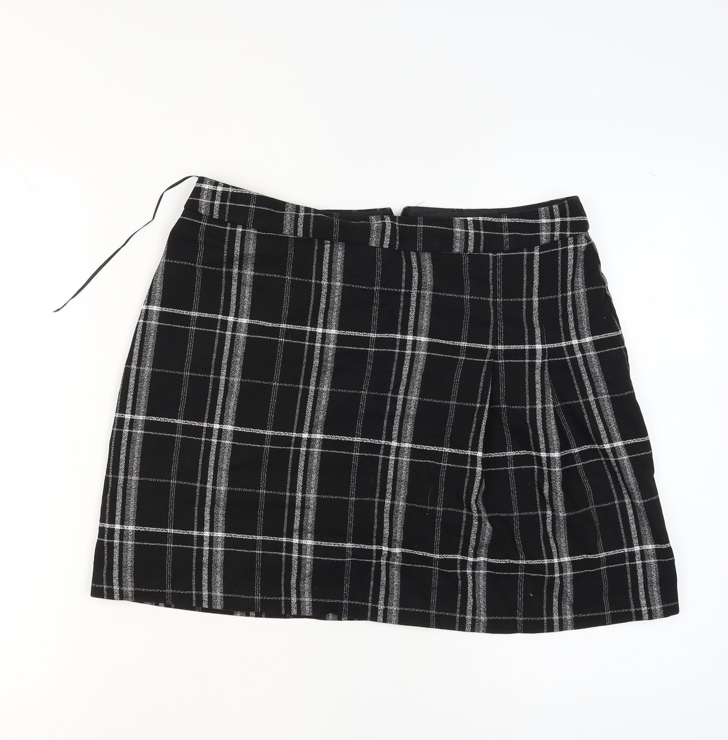 Oasis Women Black Check Pencil Skirt Size 16 Short Lined