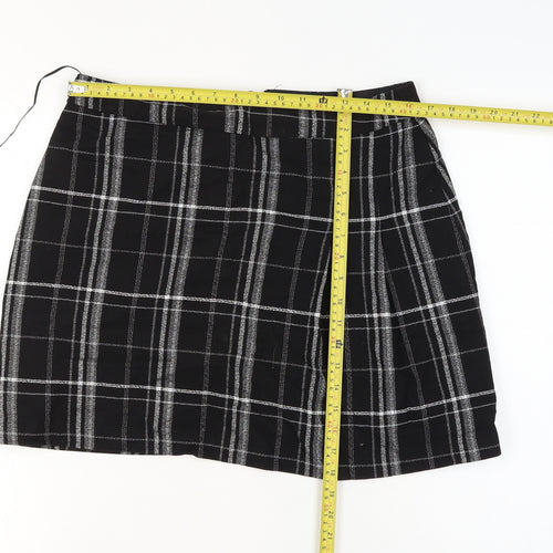Oasis Women Black Check Pencil Skirt Size 16 Short Lined