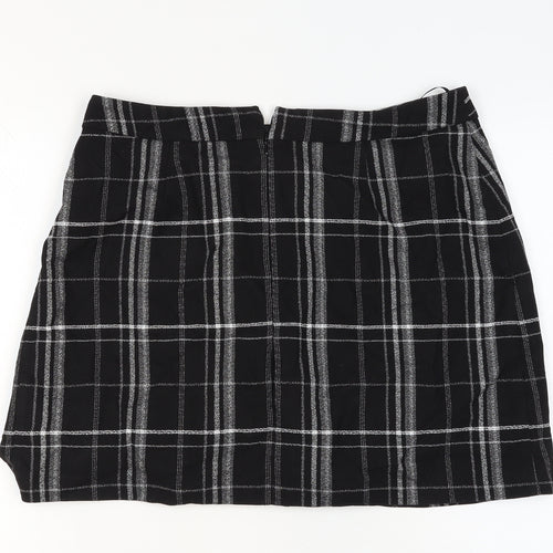 Oasis Women Black Check Pencil Skirt Size 16 Short Lined