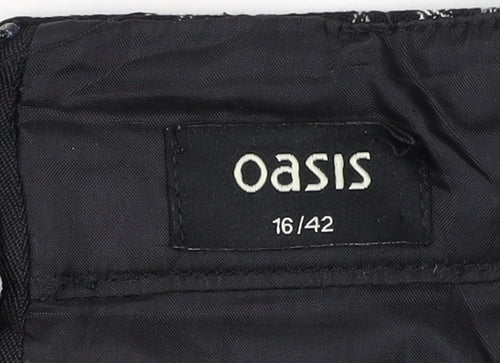 Oasis Women Black Check Pencil Skirt Size 16 Short Lined