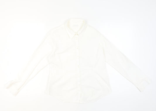 The White Company Women White Button-Up Long Sleeve Cotton Shirt Size 16