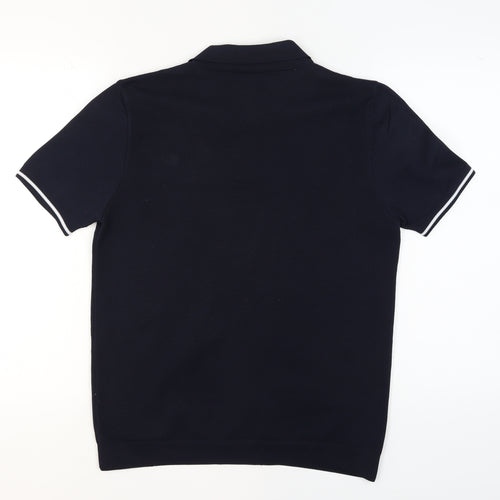 River Island Men's Blue Colourblock Polo Shirt Size M