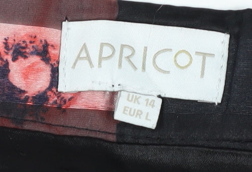 Apricot Women’s Black Floral Pleated Knee Length Skirt Size 14