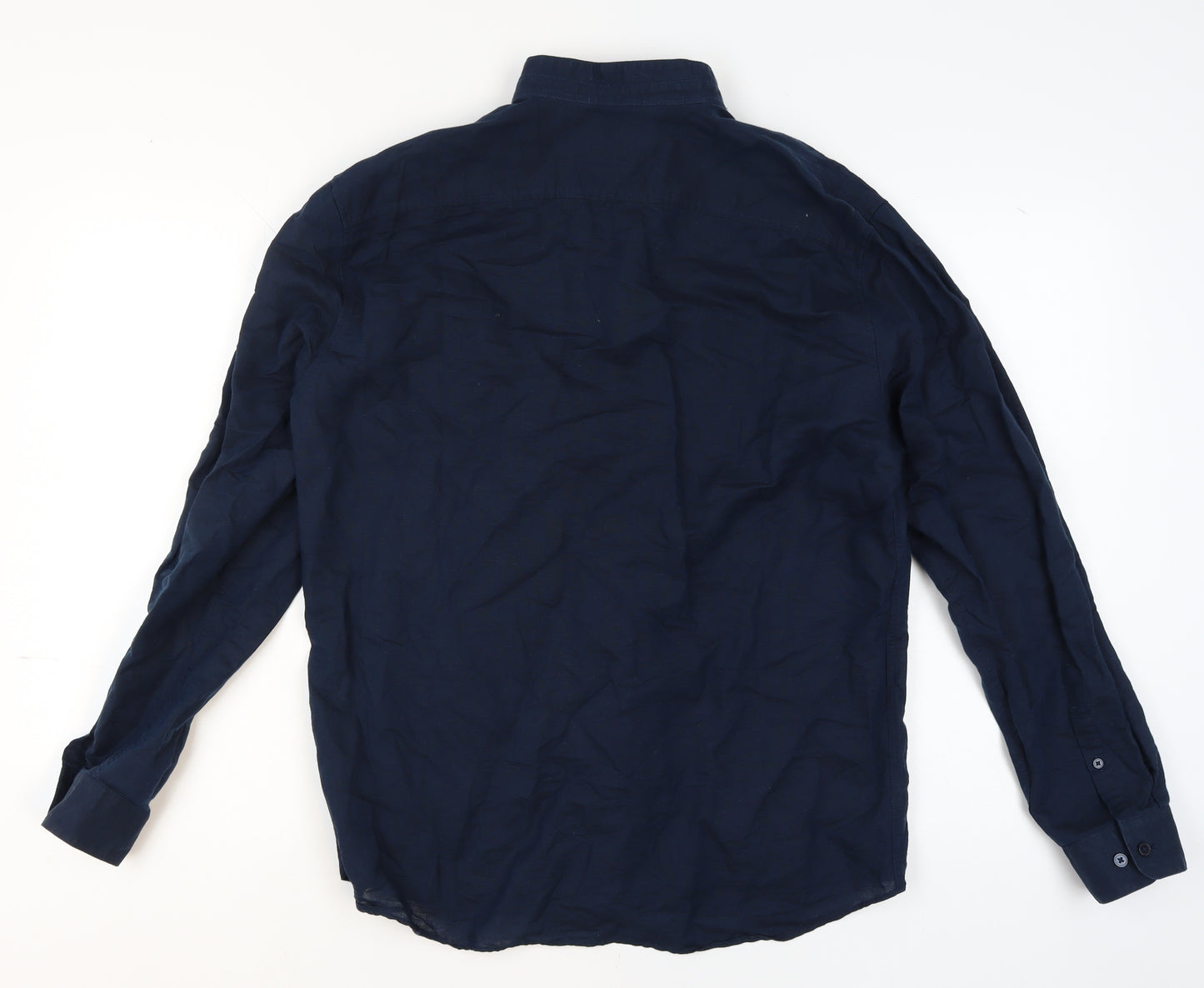 Selected Homme Antonio Banderas Navy Blue XL Men's Long Sleeve Band Collar Shirt