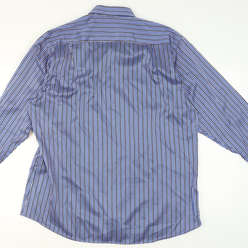 Benetti Men's Blue Striped Cotton Long Sleeve Button-Up Shirt XXL