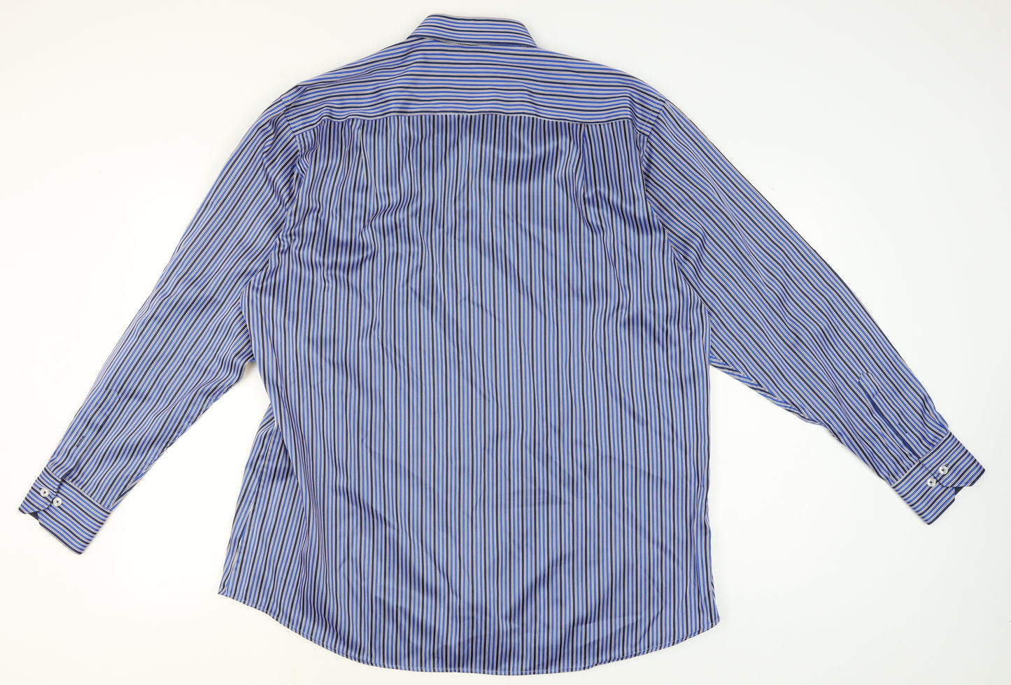 Benetti Men's Blue Striped Cotton Long Sleeve Button-Up Shirt XXL