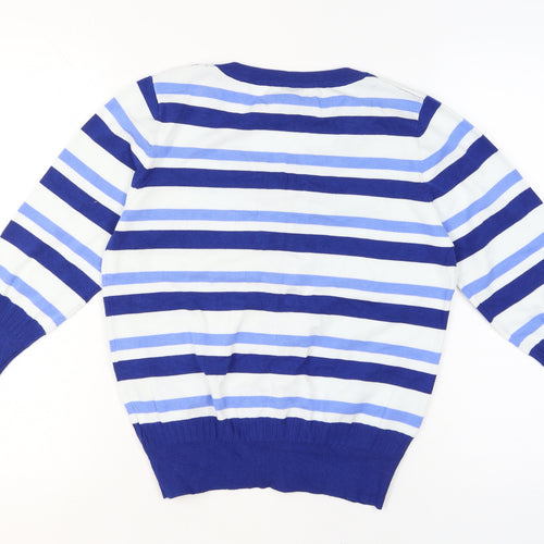 Peppercorn Women's Blue Striped Knit Cardigan Size M