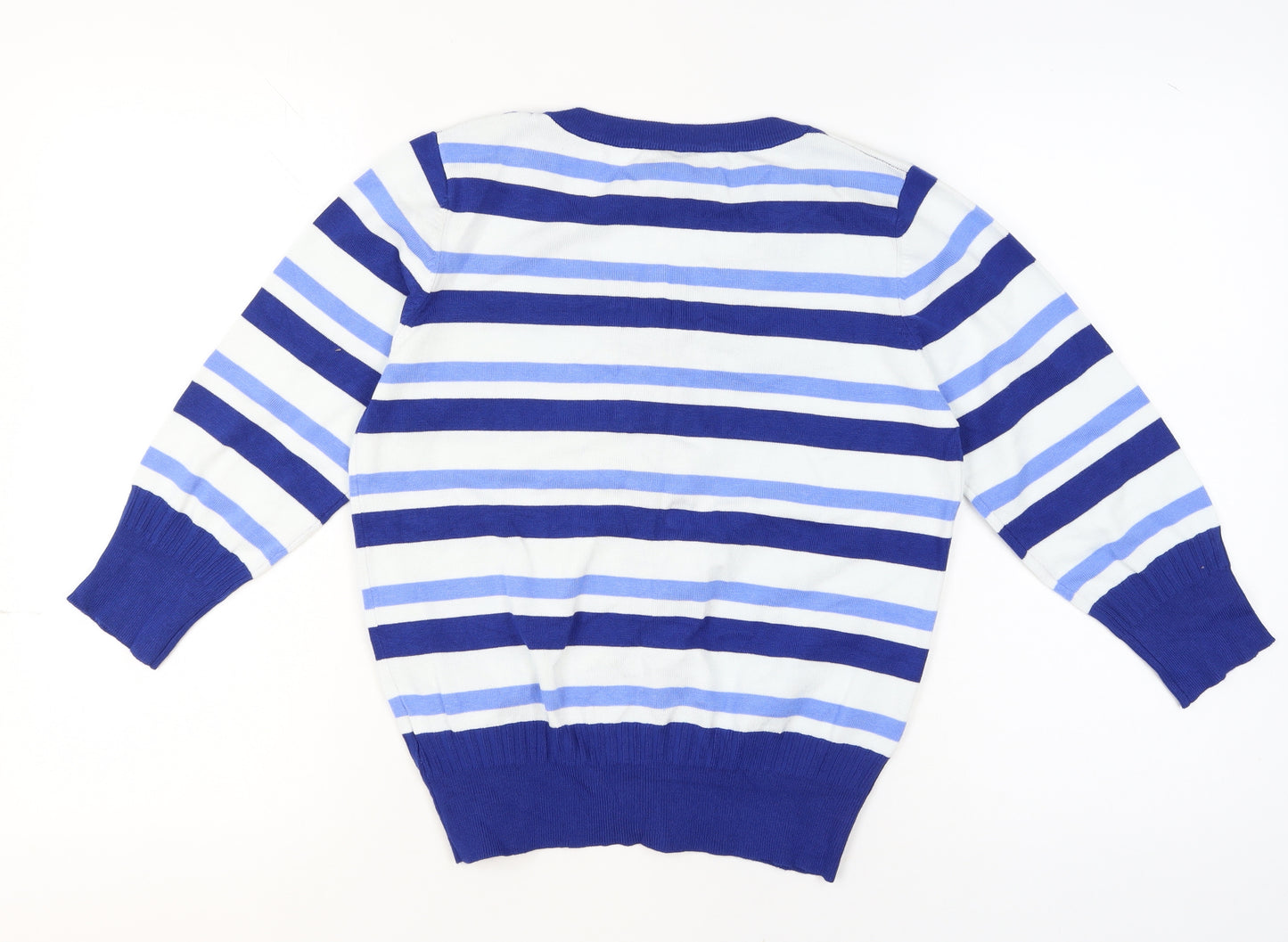 Peppercorn Women's Blue Striped Knit Cardigan Size M