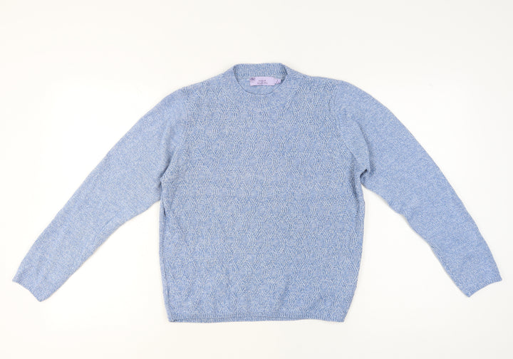 Honor Millburn Women's Blue Acrylic Cable Knit Jumper Size S