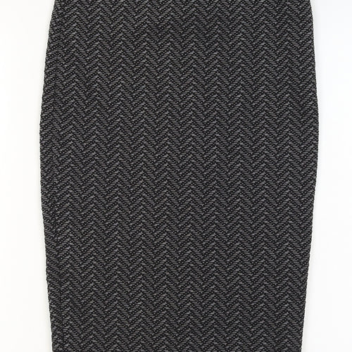 New Look Women’s Black Geometric Pencil Skirt Size 10 Stretch Jersey