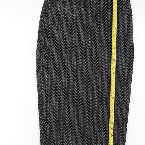 New Look Women’s Black Geometric Pencil Skirt Size 10 Stretch Jersey