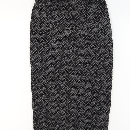 New Look Women’s Black Geometric Pencil Skirt Size 10 Stretch Jersey