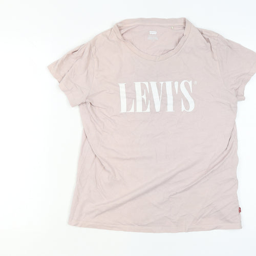 Levi's Women's Pink Cotton Crew Neck Basic Logo T-Shirt Size L
