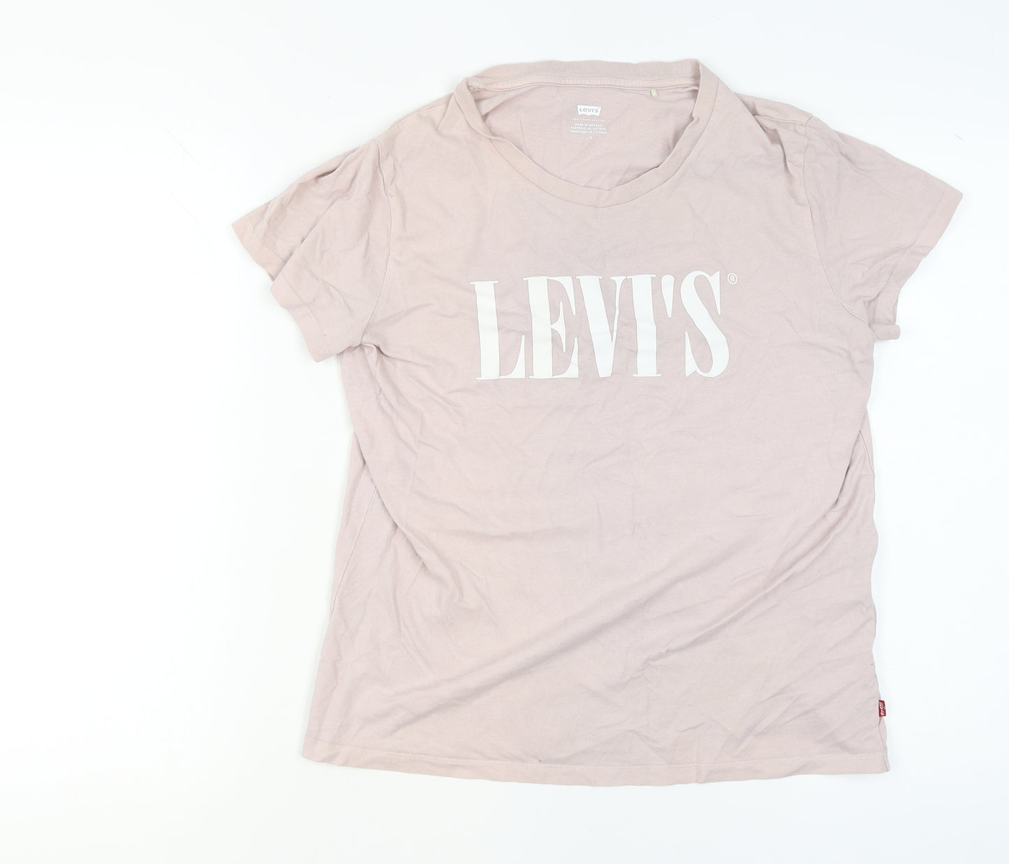 Levi's Women's Pink Cotton Crew Neck Basic Logo T-Shirt Size L