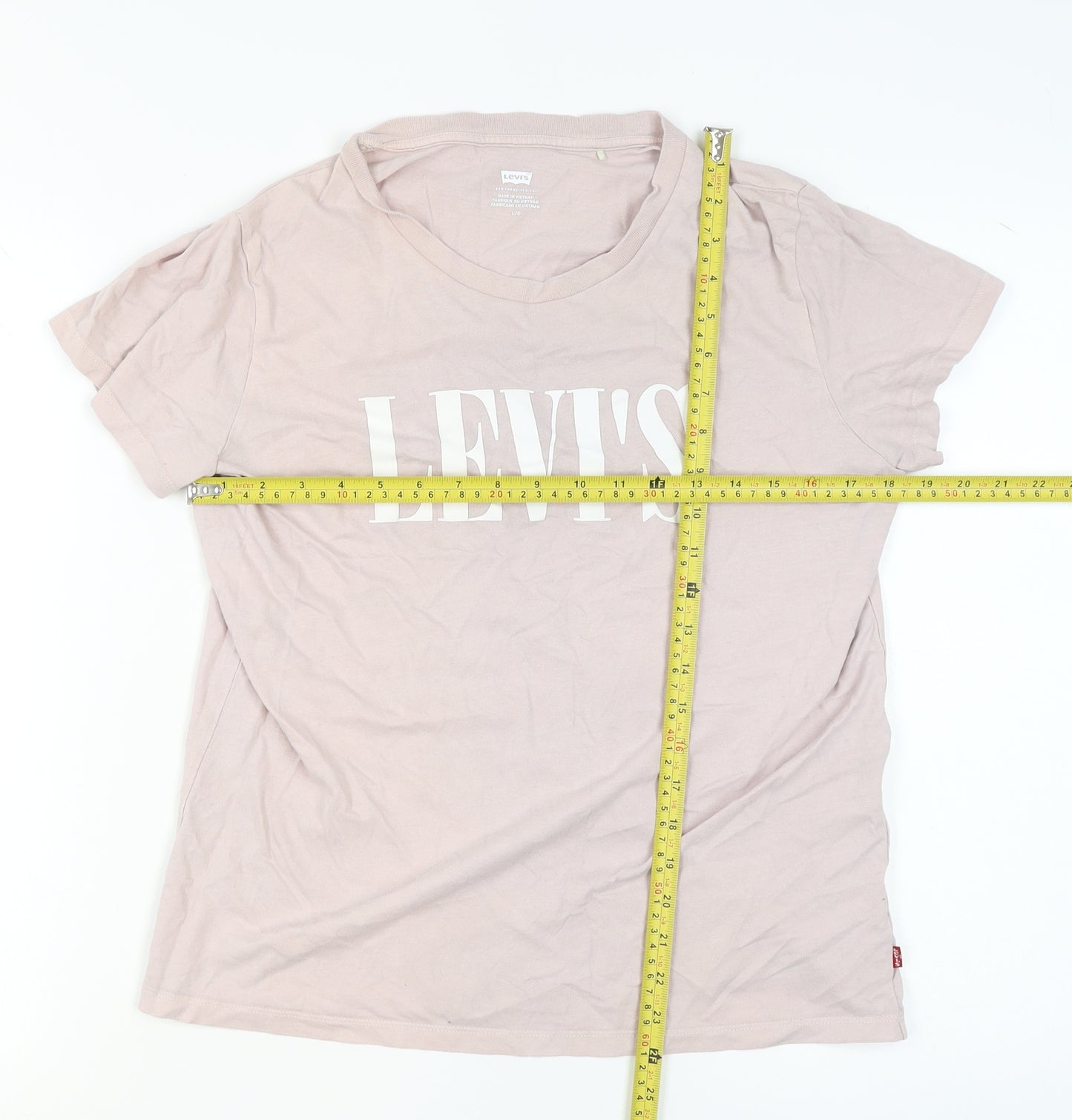 Levi's Women's Pink Cotton Crew Neck Basic Logo T-Shirt Size L