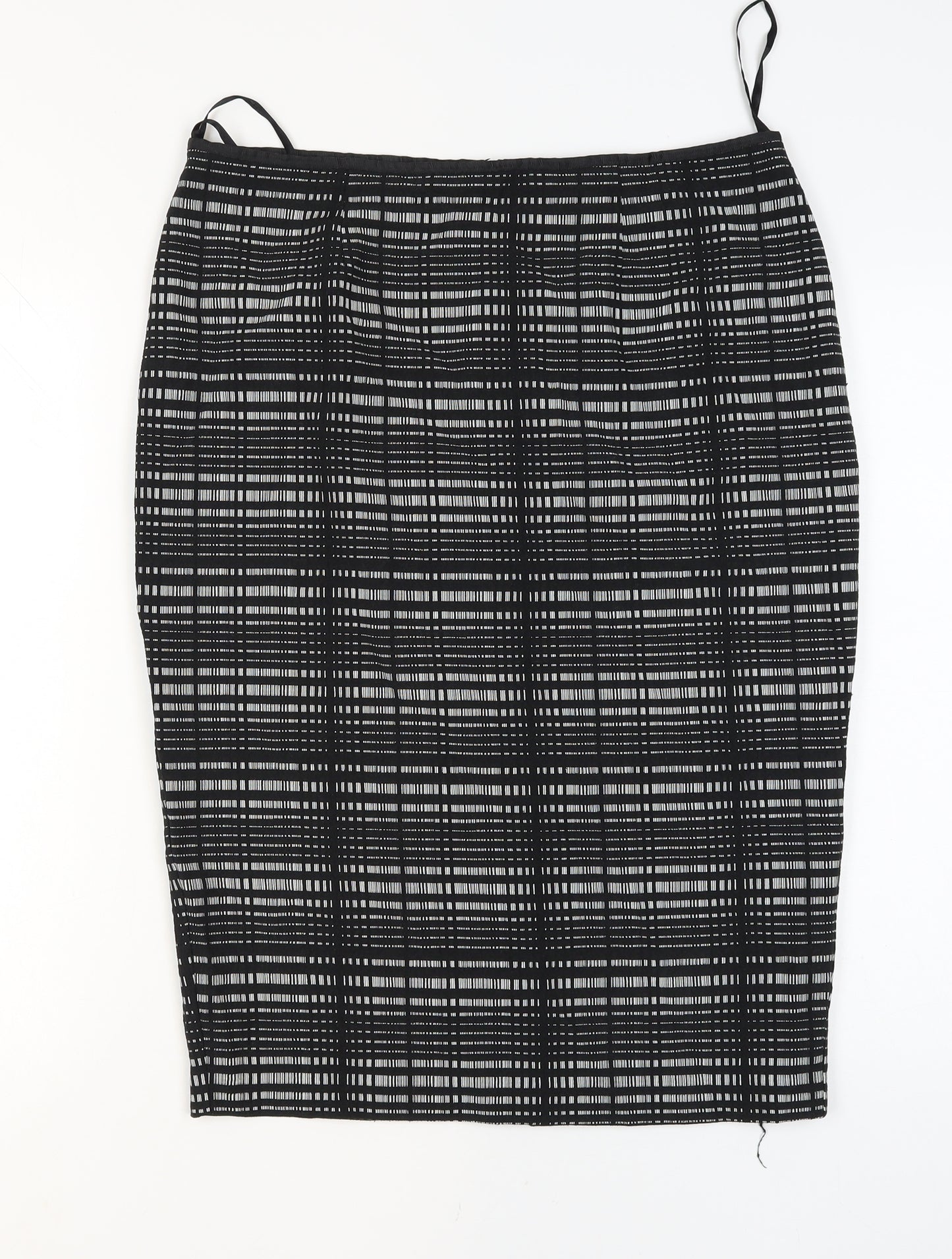 Next Women’s Black Check Pencil Skirt Size 14 Knee Length Stretch