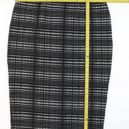 Next Women’s Black Check Pencil Skirt Size 14 Knee Length Stretch