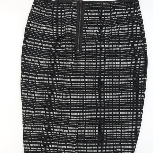 Next Women’s Black Check Pencil Skirt Size 14 Knee Length Stretch