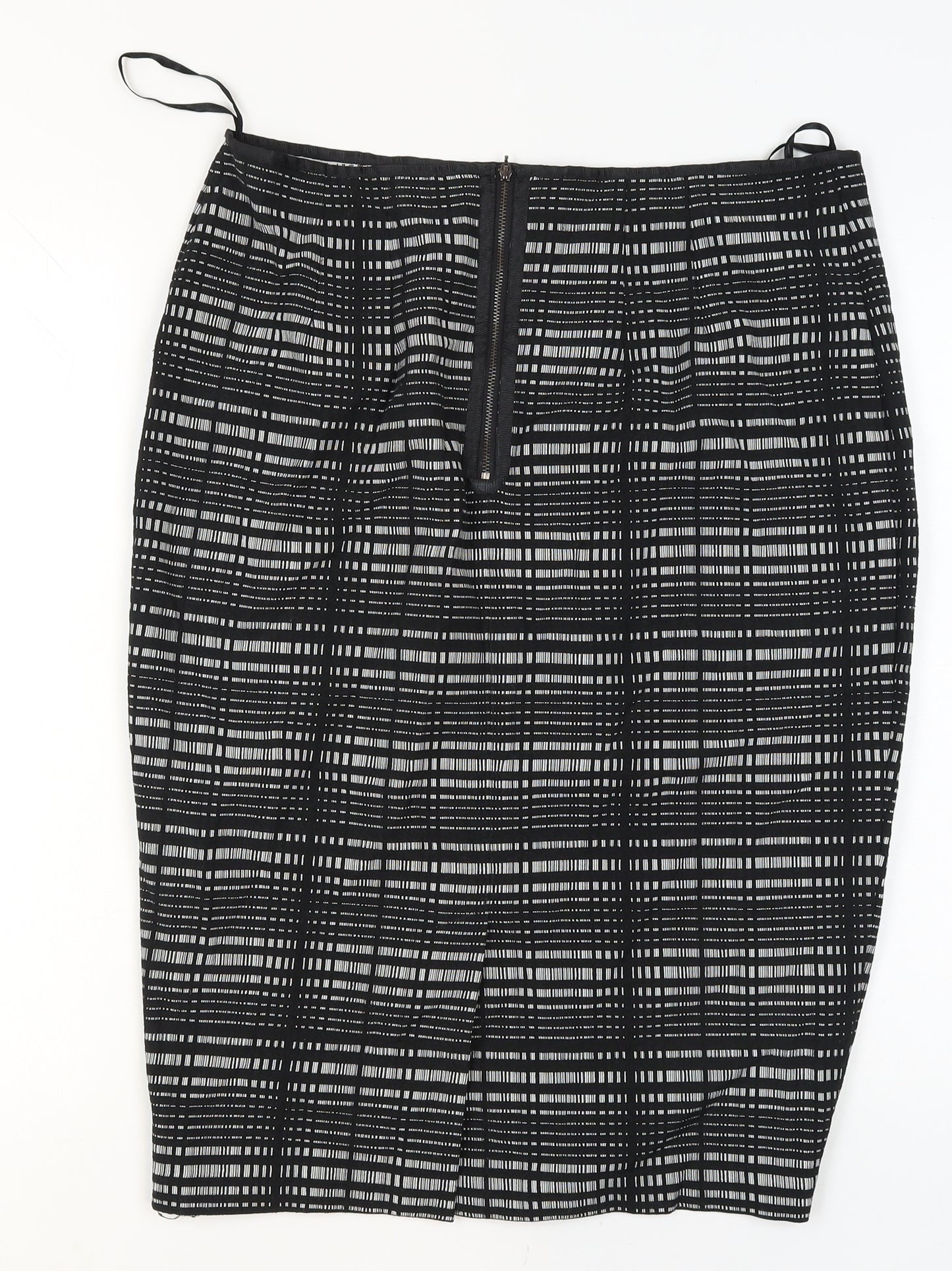 Next Women’s Black Check Pencil Skirt Size 14 Knee Length Stretch