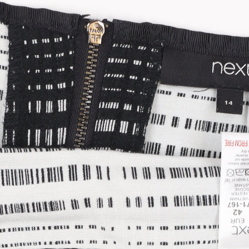Next Women’s Black Check Pencil Skirt Size 14 Knee Length Stretch