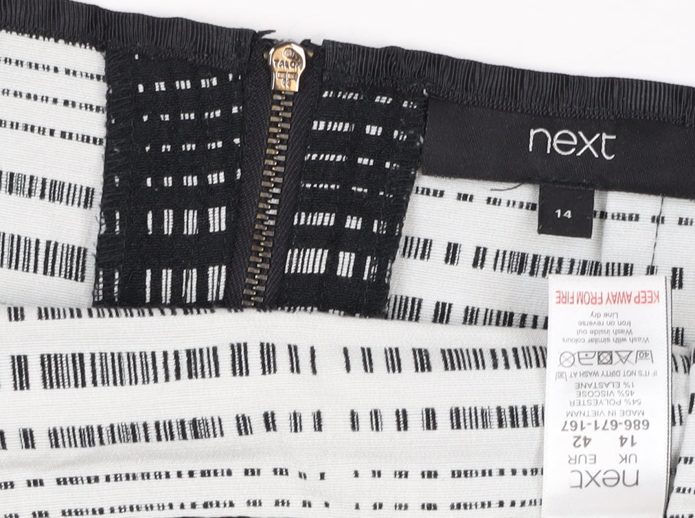 Next Women’s Black Check Pencil Skirt Size 14 Knee Length Stretch