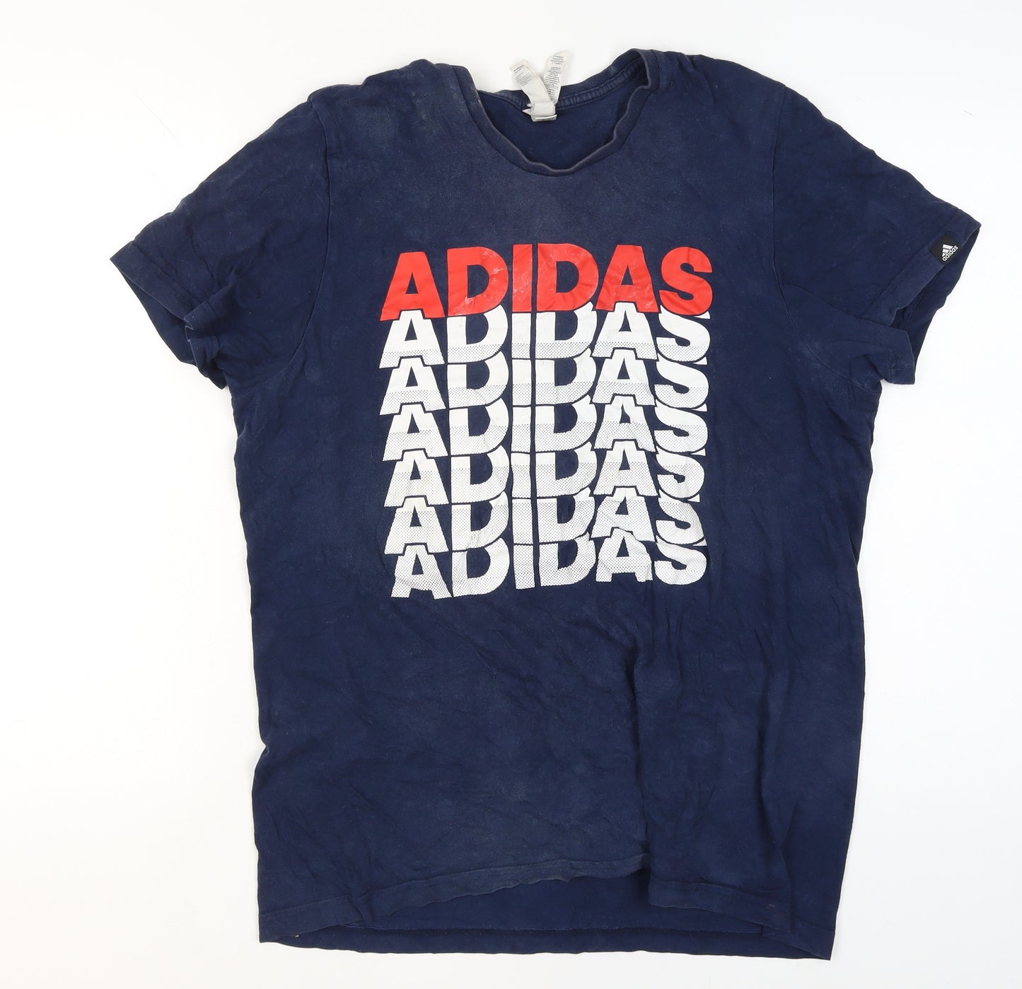 adidas Men's Blue Graphic Logo Crew Neck Short Sleeve T-Shirt L