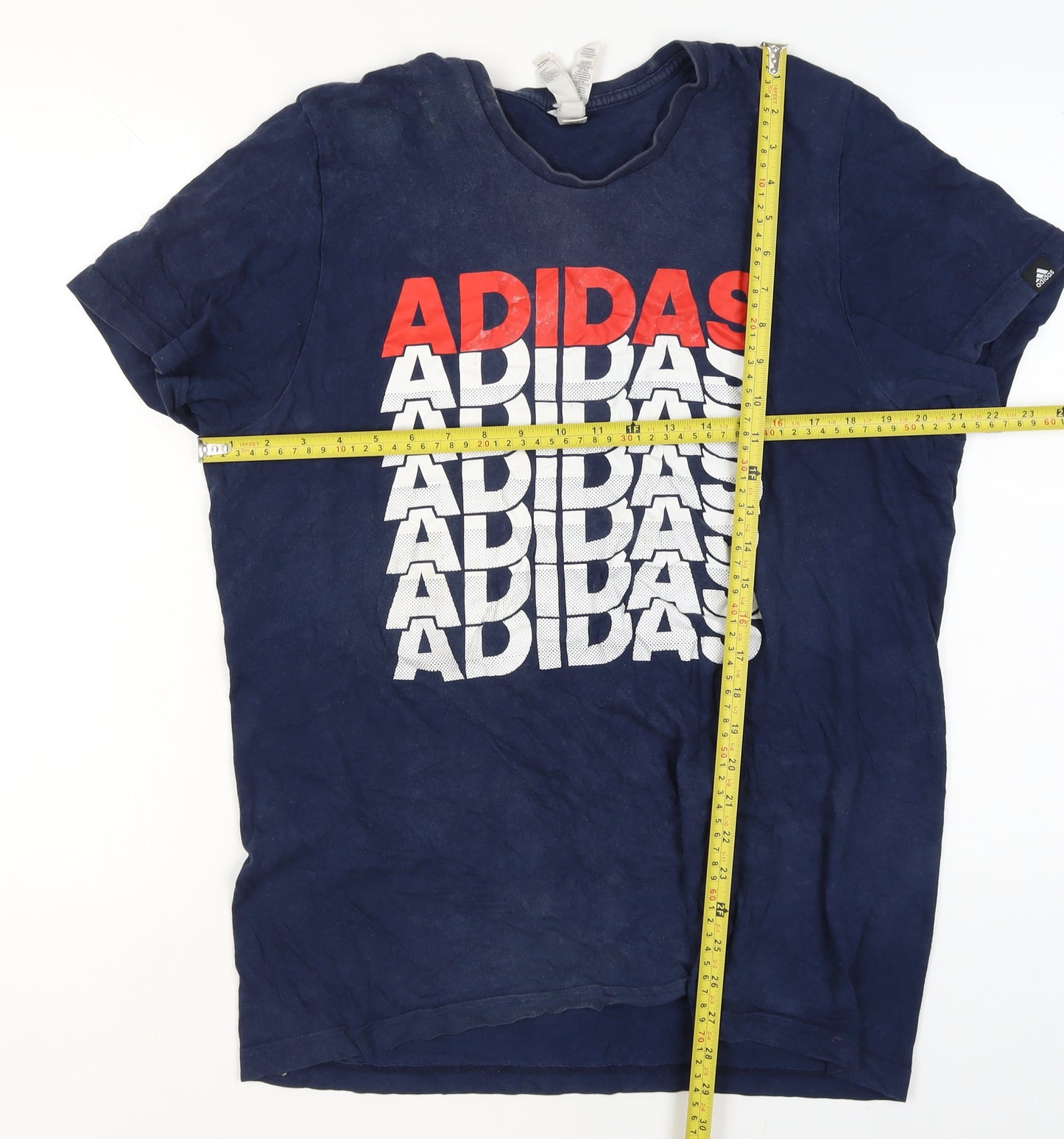 adidas Men's Blue Graphic Logo Crew Neck Short Sleeve T-Shirt L